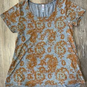 Lularoe Gray orange paisley top XXS